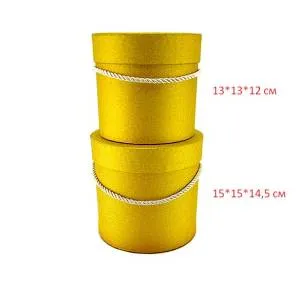 Коробка "Золото с глиттером" 13*13*12 см цилиндр