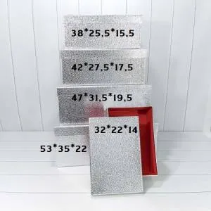 Коробка 47*31,5*19,5 см "Кожа крокодила" серебро