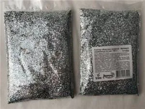 Глиттер "Блестки" лазерный серебряный 0,6 мм/100 г (Китай)