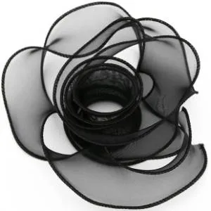 Лента Органза 4 см.*9,14 м. Черный с леской / 6233766