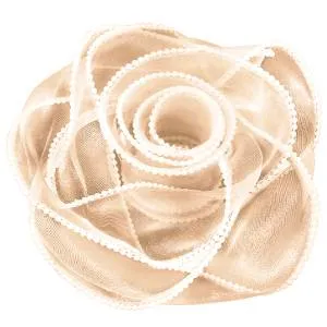 Лента Органза 4 см.*4,57 м. Шампань с леской и бусинами / 6233868