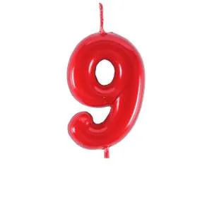 Свеча-цифра "9" Красная 4,5 см / 1502-6873