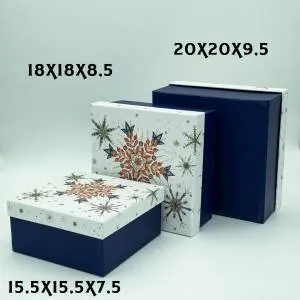 Коробка 15,5*15,5*7,5 см "Снежинки кристалл" / ч34893