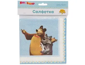 Салфетки бумажные "Маша и медведь Ромашка" 33 см 12 шт./1502-3261