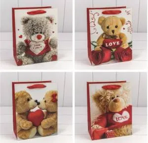 Пакет подарочный 23*18*10 см "Мишки с сердцами" (микс) /0016Е