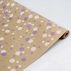Крафт-бумага "Круги и точки, Белый/Сиреневый" 70 см*8,5 м.