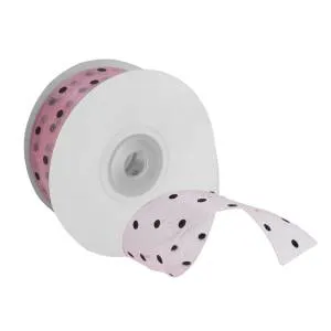 Лента Органза с точками Розовый 25мм*22,86м /002-25