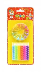 Свечи д/торта с подст. "Яркие цвета 24 шт."