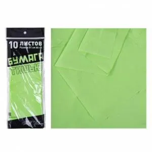 Бумага тишью зеленое яблоко 50*66 см. (10 листов)/88014679