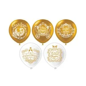 12" Свадьба! золото 5 дизайнов/ 25 шт (Тайланд) / ч31041