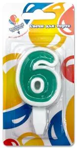 Свеча-цифра 6, ассорти, 5 см