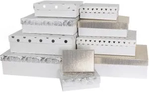 Коробка 14,5*10*5 см. "Белая Классика" белый/золото/серебро металлик /502246