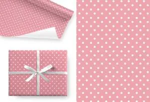 Крафт-бумага белая "Горох на розовом" 100*70 см, 5 листов /Ч45077