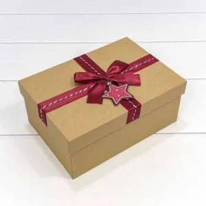 Коробка 20*14*8 см с бантом крафт
