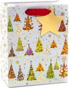 Пакет "Разноцвет Елочки" Голубой 23*18*10/19003М