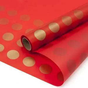 Пленка Модные Точки Красный/Золото 60см*10 м./73122