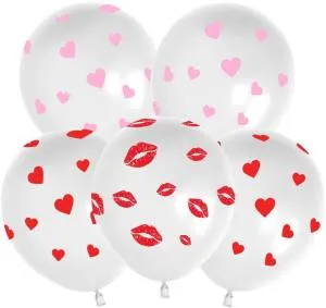 12" Сердечки и поцелуи! белый пастель (Китай 512)/ 25 шт 512-050