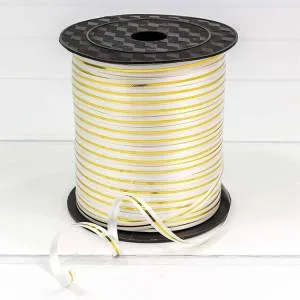 Лента c золотой полоской 5 мм*228м/250 ярд Белая /Китай 1302-1515