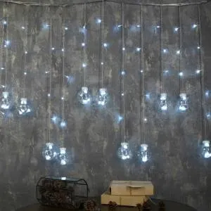 Гирлянда "Бахрома Шарики" БЕЛЫЙ 2,4*0,7 м. 2361717