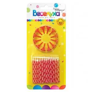 Свеча д/т Ромбик красные с держателями / 620006,08