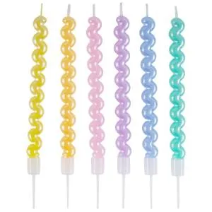 Свечи "Локоны" пастель перламутр 10 см., 6 шт. / 1502-6825