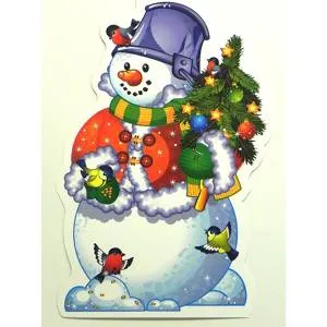 Баннер  "Снеговик с елочкой" 41 см.