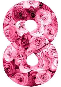 Цифра "8" Симфония роз, фуше 34"/ Китай 131368