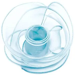 Лента Органза 4 см.*9,14 м. Голубая с леской  / 6233850