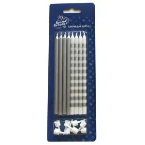 Свечи Серебряный микс 12 см 8 шт/802711