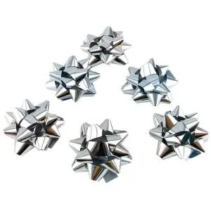 Бант-звезда Металл 76 мм "Классика" Серебро/ 1 шт
