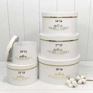 Коробка Цилиндр 27*15 см "SECRET ROSES" Белая