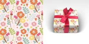 Упак. бумага "Цветы и желтые цветочки" /151100946