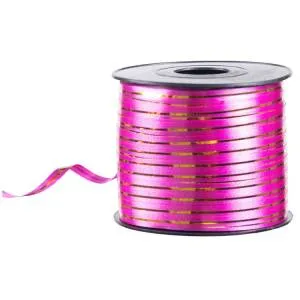 Лента c золотой полоской 5 мм*230 м Ярко-розовая / 1302-1559