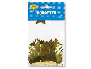 Конфетти "Звезды фольг.золото" 3 см. 20 гр.