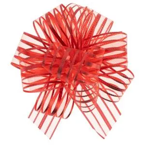 Текстильный бант-шар Тонкие полосы, Красный металлик 15 см./6231855