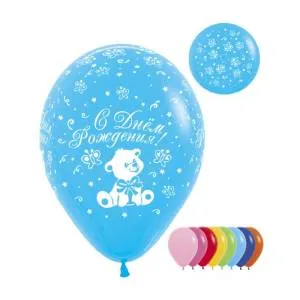 С Днем рождения Мишка,пастель 12" 25 шт.