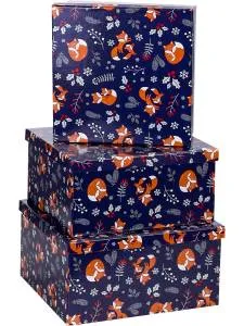 Коробка 19,5*19,5*11 см Лисички и веточки