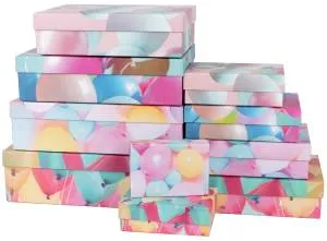 Коробка 19*13,5*6 см. "Воздушные шары" с блестками / 504522