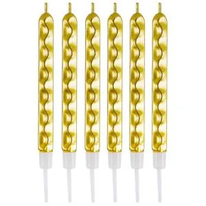 Свечи "Цунами" золото 10 см., 6 шт. / 1502-6821