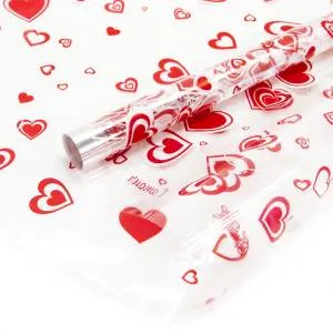 Пленка Сердечки Lamour белый/красный  70см*8 м./73159