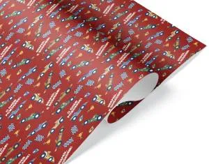 Уп. бумага "Гоночные машинки" красная 0,7*1м (10 листов)/ 2050810