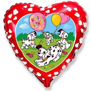 18" НВ Далматины с шариками красный (Flexmetal)/1202-1460