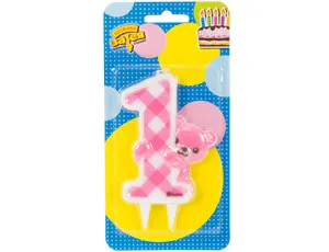 Свеча-цифра "1" Медвежонок девочка /1502-4069