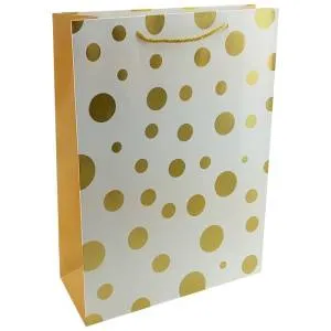Пакет Золотые круги на белом 31*42*12 см. / 134-С-WKA