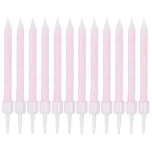 Свечи Спирали с подст. Розовые 6 см 12 шт / 1502-6782
