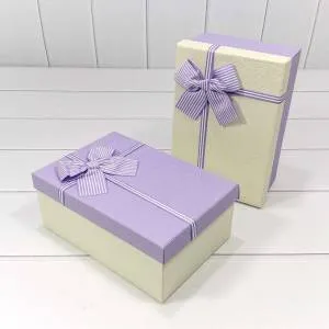Коробка 19*12*6,6 см "Полосатый бант" сиреневая