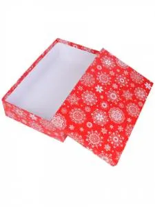 Коробка "Снежинки на красном" 34*22*7 см КОР-1961