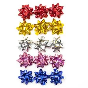 Бант-звезда, нарядный микс,ассорти металлик 5 см, 25 шт/17819