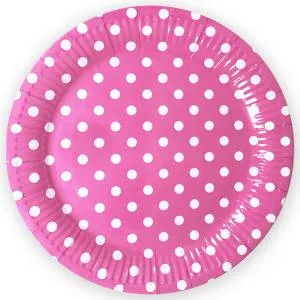 Тарелка  "Точки розовые" 9", 6 шт.