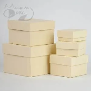 Коробка 12*12*9 см. "Кремовый холст" / 05333